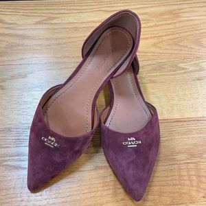 Coach Women’s Sued Leather Burgundy Sz8.5 Flat Slip On Shoes Great Condition